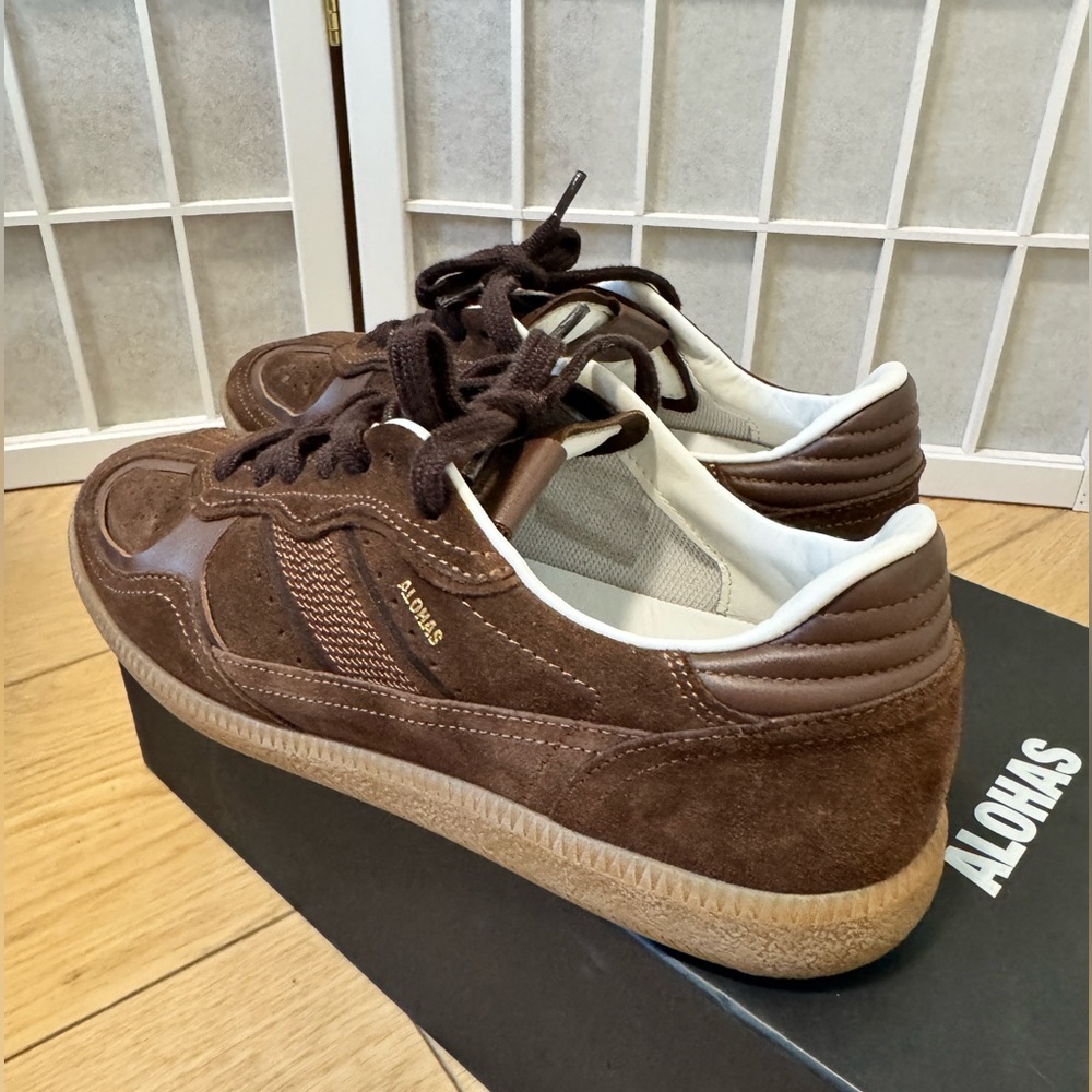 Alohas Rife Chocolate Brown Suede Leather Sneakers - Picture 5 of 6